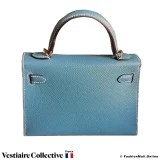 Hermes Mini Kelly II Sellier Bleu Jean Epsom, New Open Box