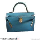 Hermes Mini Kelly II Sellier Bleu Jean Epsom, New Open Box