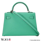 Hermes Mini Kelly II Sellier Menthe Chevre Mysore, Pre-owned