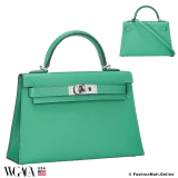 Hermes Mini Kelly II Sellier Menthe Chevre Mysore, Pre-owned