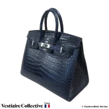 HERMES Birkin 25 Navy Blue Crocodile, New Condition