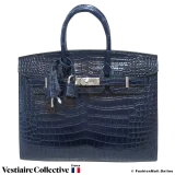 HERMES Birkin 25 Navy Blue Crocodile, New Condition