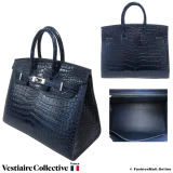 HERMES Birkin 25 Navy Blue Crocodile, New Condition