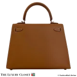 HERMES Kelly 25 Sellier Gold Epsom, Like New