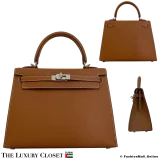 HERMES Kelly 25 Sellier Gold Epsom, Like New