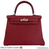 HERMES Kelly 28 Bag Rouge H Togo, Like New