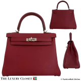 HERMES Kelly 28 Bag Rouge H Togo, Like New