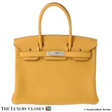 HERMES Birkin 30 Yellow Togo, Like New