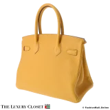 HERMES Birkin 30 Yellow Togo, Like New