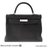 HERMES Kelly 32 Black Togo, Pre-Owned