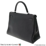 HERMES Kelly 32 Black Togo, Pre-Owned