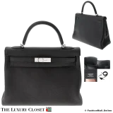 HERMES Kelly 32 Black Togo, Pre-Owned