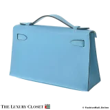 HERMES Kelly Pochette Turquoise Swift, Pre-Owned