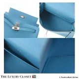 HERMES Kelly Pochette Sellier Bleu Knoll Swift, Pre-Owned