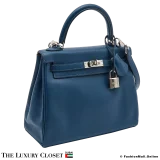 HERMES Kelly 25 Bleu Saphir Swift, Pre-Owned
