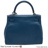 HERMES Kelly 25 Bleu Saphir Swift, Pre-Owned