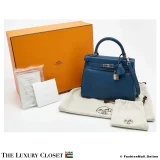 HERMES Kelly 25 Bleu Saphir Swift, Pre-Owned