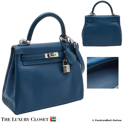 HERMES Kelly 25 Bleu Saphir Swift, Pre-Owned