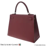 HERMES Kelly 28 Sellier Rouge H Epsom, Pre-Owned
