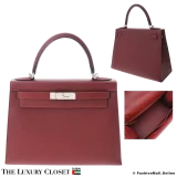 HERMES Kelly 28 Sellier Rouge H Epsom, Pre-Owned