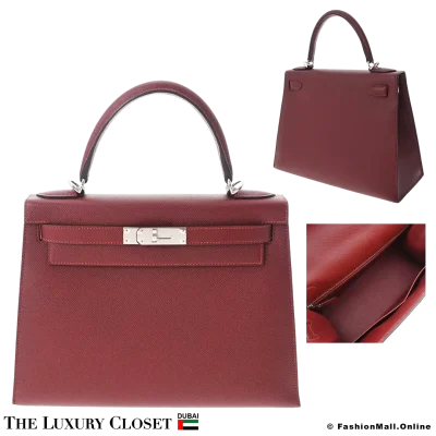 HERMES Kelly 28 Sellier Rouge H Epsom, Pre-Owned