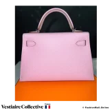 HERMES Mini Kelly II Sellier Mauve Sylvestre (Pink) Epsom, New Condition