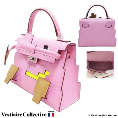HERMES Kelly Doll Picto Pink (Mauve Sylvestre), Like New