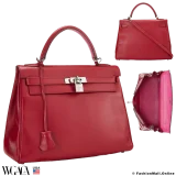 HERMES Kelly 32 Rubis in Tadelakt, Pre-owned