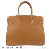 HERMES Birkin 35 Gold Clemence, Pre-Owned