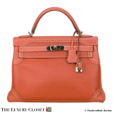 HERMES Kelly Ghillies 32 Sanguine Swift, Pre-Owned