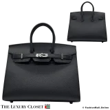 HERMES Birkin 25 Sellier Black Epsom, Like New