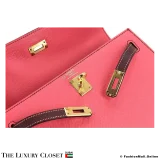 HERMES Kelly 25 Sellier HSS Rose Azalee Bordeux Pre-Owned