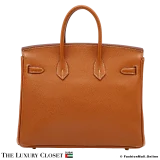 HERMES Birkin 25 Gold Epsom, Pre-Owned