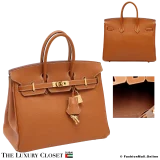 HERMES Birkin 25 Gold Epsom, Pre-Owned