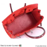HERMES Birkin 30 Red & Rouge Ash Doblis & Box Calf, Pre-Owned
