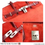 HERMES Birkin 30 Red & Rouge Ash Doblis & Box Calf, Pre-Owned
