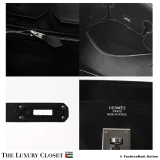 HERMES Birkin 35 Black & Red Box Calf & Canvas Potamos, Pre-Owned