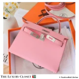 HERMES Mini Kelly II 20 Sellier Rose Confetti Chevre, Pre-Owned