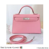 HERMES Mini Kelly II 20 Sellier Rose Confetti Chevre, Pre-Owned