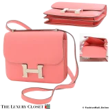 HERMES Constance Mini 18 Rose Azalee Swift, Pre-Owned