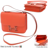 HERMES Constance Mini 18 Capucine Epsom, Pre-Owned
