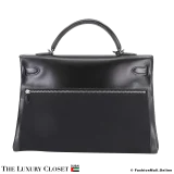 HERMES Kelly Lakis 40 Black Box Calf & Toile, Pre-Owned