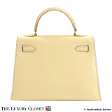 HERMES Mini Kelly 15 Ivory Box Calf, Pre-Owned