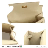 HERMES Mini Kelly 15 Ivory Box Calf, Pre-Owned