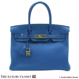 HERMES Birkin 30 Blue Togo, Pre-Owned