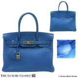HERMES Birkin 30 Blue Togo, Pre-Owned