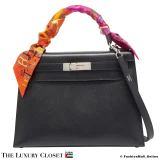 HERMES Kelly Sellier 28, Black Epsom, Pre-Owned