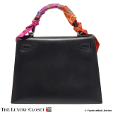 HERMES Kelly Sellier 28, Black Epsom, Pre-Owned