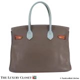 HERMES Arlequin Birkin 30, Ultra Violet, Blue Run, Gold Clemence, Pre-Owned