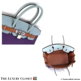 HERMES Arlequin Birkin 30, Ultra Violet, Blue Run, Gold Clemence, Pre-Owned